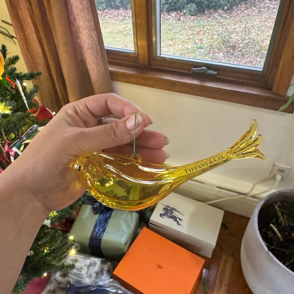Tiffany & Co. Gold Glass Bird Holiday Ornament